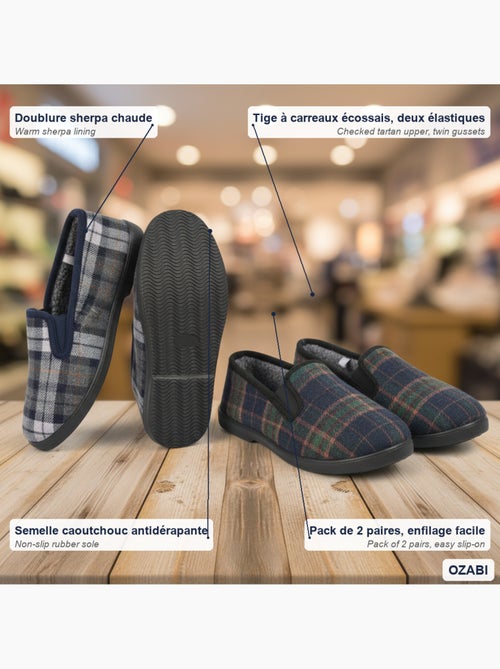 Ozabi pantoufles charentaises homme pack de 2 paires semelle antidérapante - Kiabi