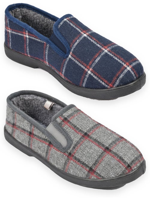 Ozabi pantoufles charentaises homme pack de 2 paires semelle antidérapante - Kiabi Ozabi pantoufles charentaises homme pack de 2 paires semelle antidérapante - Kiabi