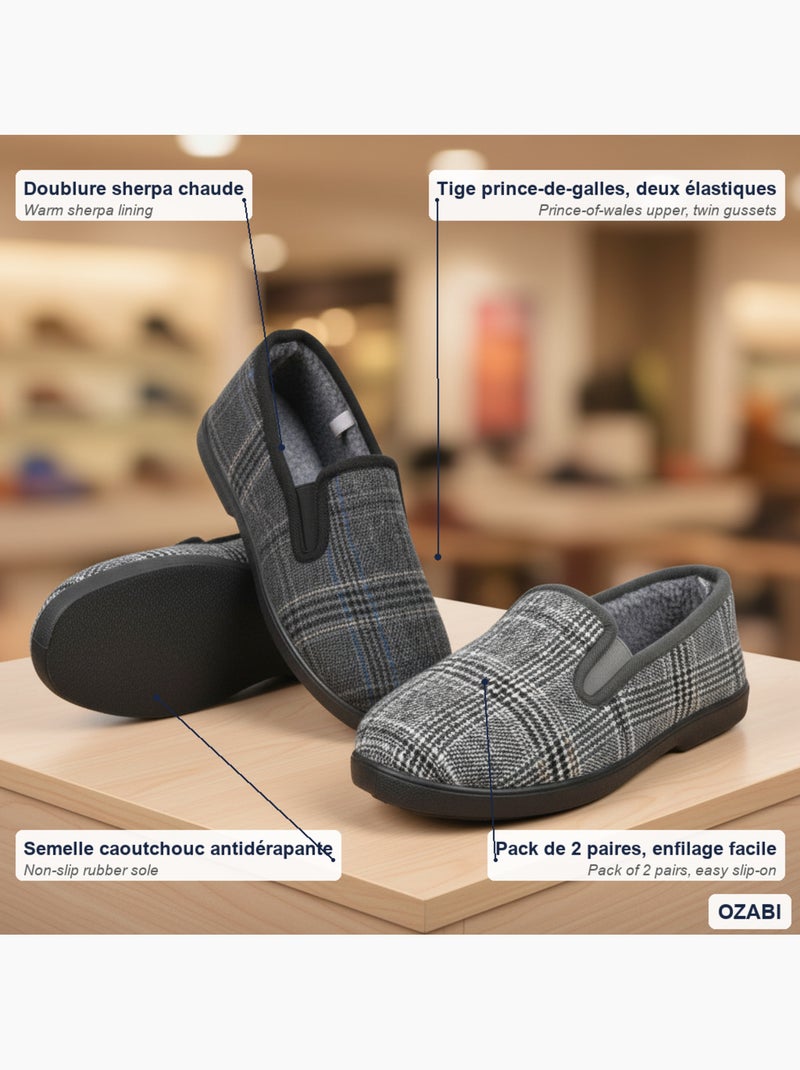 Ozabi pantoufles charentaises homme pack de 2 paires semelle antidérapante Gris Gris clair - Kiabi