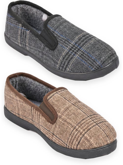 Ozabi pantoufles charentaises homme pack de 2 paires semelle antidérapante - Kiabi Ozabi pantoufles charentaises homme pack de 2 paires semelle antidérapante - Kiabi