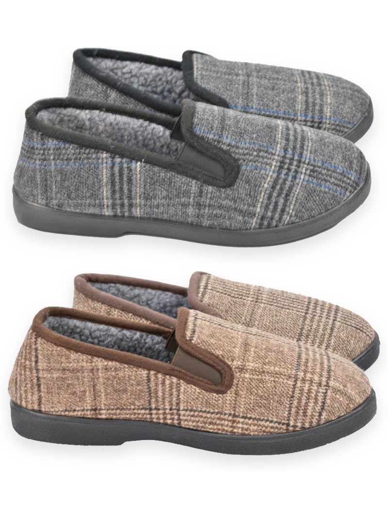 Ozabi pantoufles charentaises homme pack de 2 paires semelle antidérapante Marron/Multicolore - Kiabi