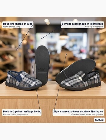 Ozabi pantoufles charentaises homme pack de 2 paires semelle antidérapante