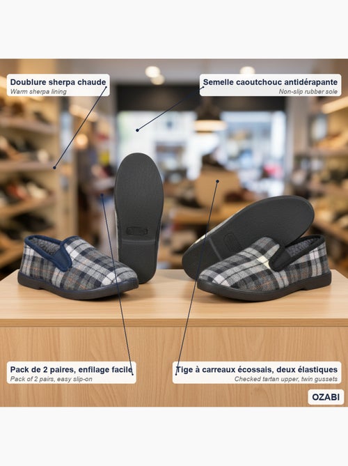 Ozabi pantoufles charentaises homme pack de 2 paires semelle antidérapante - Kiabi Ozabi pantoufles charentaises homme pack de 2 paires semelle antidérapante - Kiabi