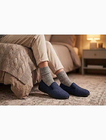 OZABI Pantoufles Femme Charentaises Chaudes Fourrées Semelle Antidérapante