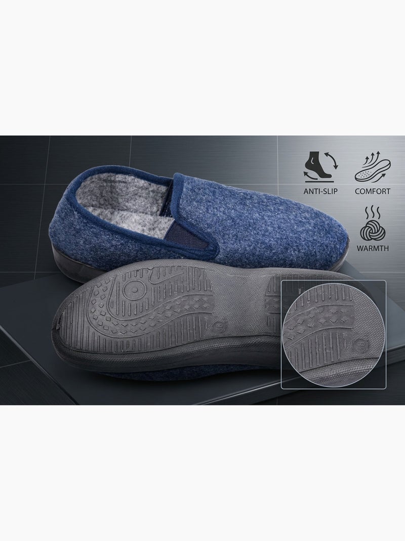 OZABI Pantoufles Femme Charentaises Chaudes Fourrées Semelle Antidérapante Bleu - Kiabi