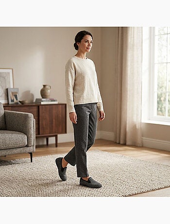 OZABI Pantoufles Femme Charentaises Chaudes Fourrées Semelle Antidérapante