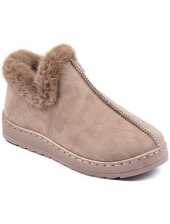 Ozabi pantoufles femme hiver scandinave, montantes cheville, semelle crantée