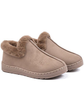 Ozabi pantoufles femme hiver scandinave, montantes cheville, semelle crantée