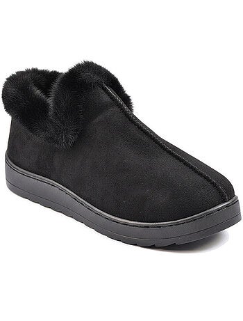 Ozabi pantoufles femme hiver scandinave, montantes cheville, semelle crantée