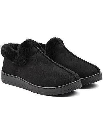 Ozabi pantoufles femme hiver scandinave, montantes cheville, semelle crantée