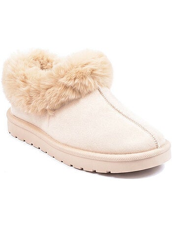 Ozabi pantoufles femme hiver scandinave, semelle crantée intérieur extérieur