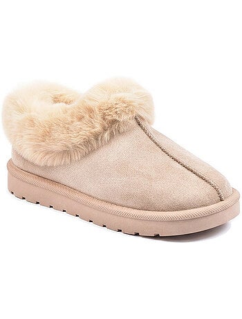 Ozabi pantoufles femme hiver scandinave, semelle crantée intérieur extérieur