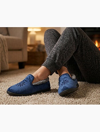 OZABI Pantoufles Femme Velours Charentaises Chaudes Antidérapantes