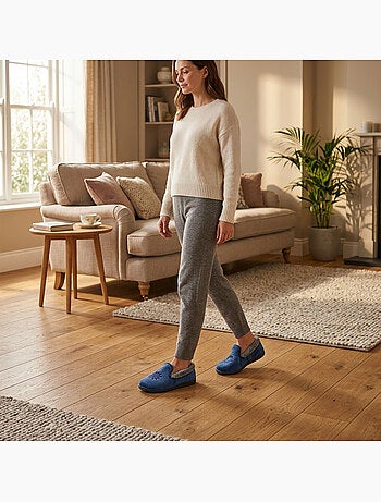 OZABI Pantoufles Femme Velours Charentaises Chaudes Antidérapantes