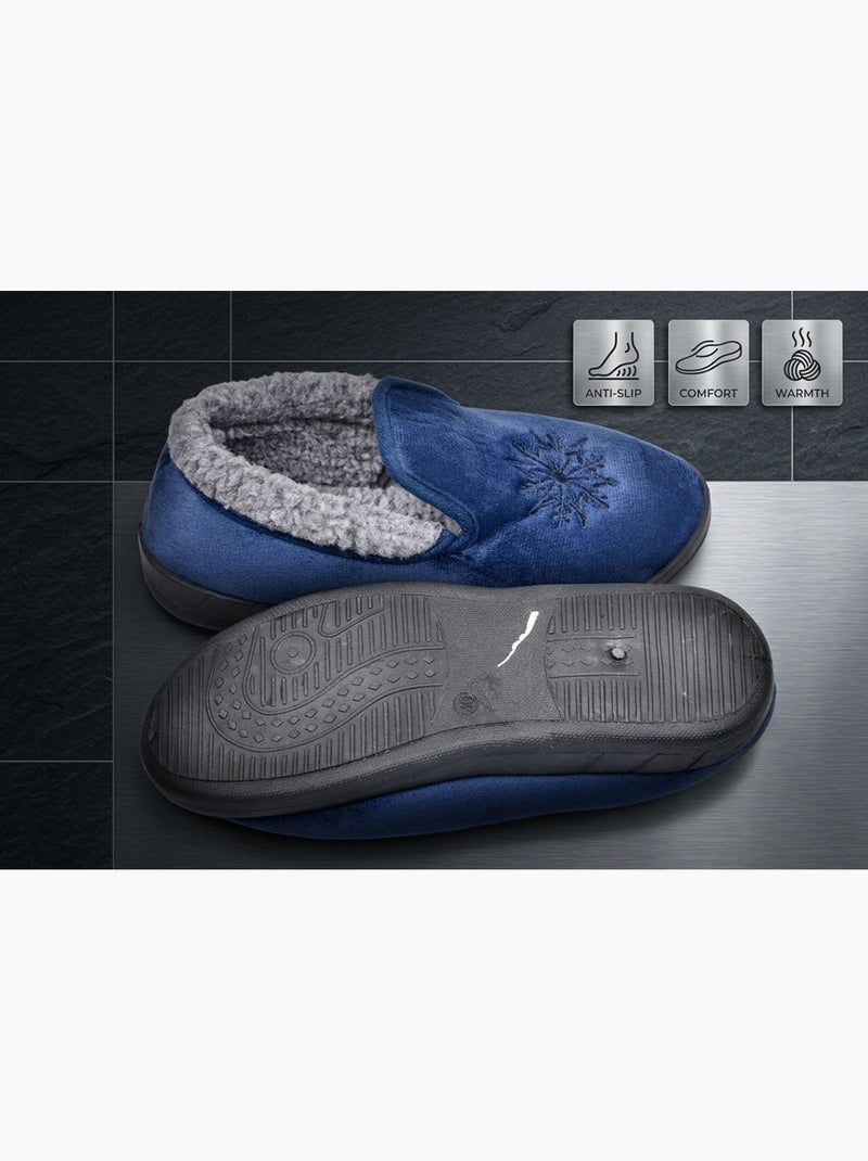 OZABI Pantoufles Femme Velours Charentaises Chaudes Antidérapantes Bleu - Kiabi