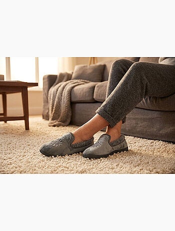 OZABI Pantoufles Femme Velours Charentaises Chaudes Antidérapantes