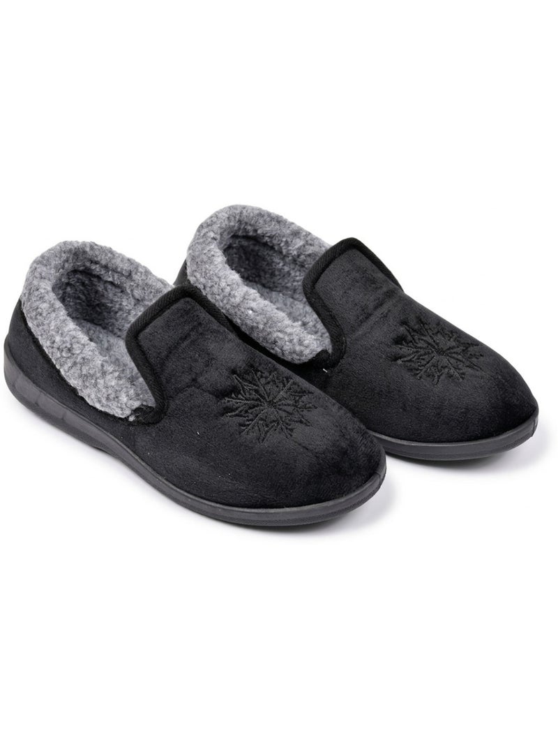 OZABI Pantoufles Femme Velours Charentaises Chaudes Antidérapantes Noir - Kiabi