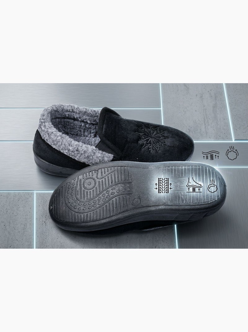 OZABI Pantoufles Femme Velours Charentaises Chaudes Antidérapantes Noir - Kiabi