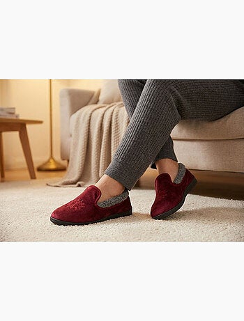 OZABI Pantoufles Femme Velours Charentaises Chaudes Antidérapantes