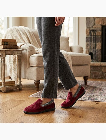 OZABI Pantoufles Femme Velours Charentaises Chaudes Antidérapantes