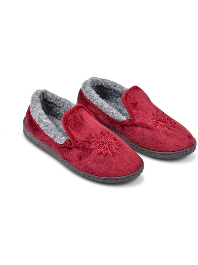 OZABI Pantoufles Femme Velours Charentaises Chaudes Antidérapantes Rouge - Kiabi
