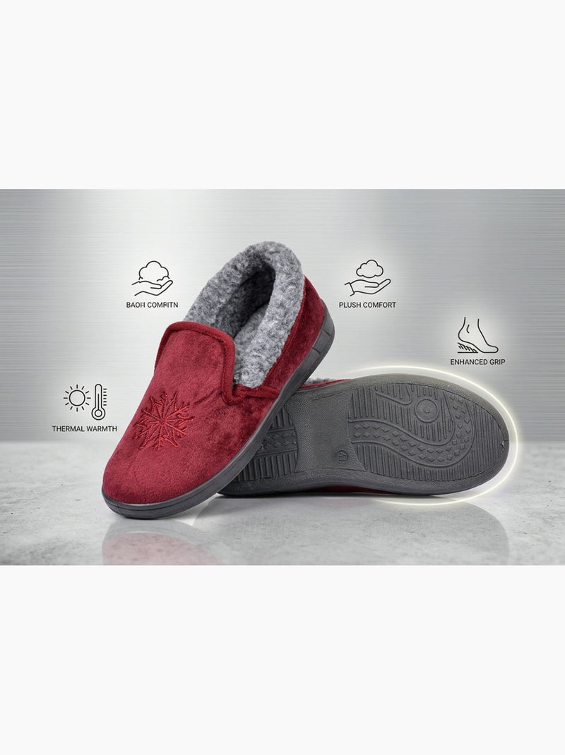 OZABI Pantoufles Femme Velours Charentaises Chaudes Antidérapantes Rouge - Kiabi