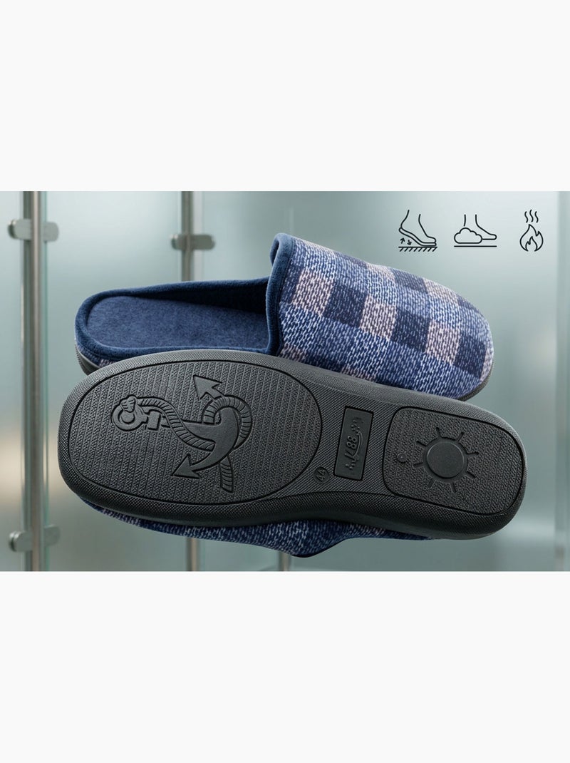 OZABI Pantoufles Homme Mule Chaudes Antiderapantes Confort Bleu - Kiabi