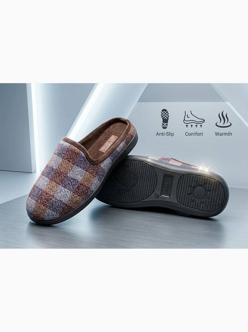 OZABI Pantoufles Homme Mule Chaudes Antiderapantes Confort Marron - Kiabi