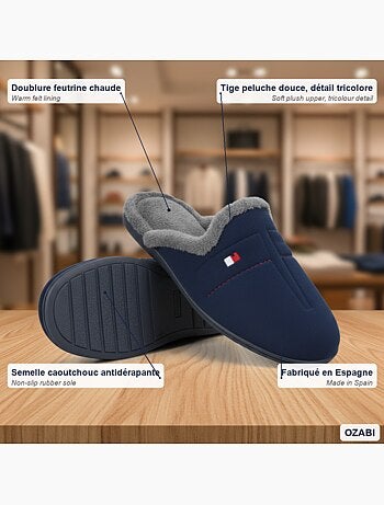 Ozabi pantoufles mules homme fabriquées en espagne, motifs fantaisie
