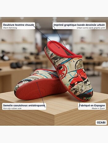 Ozabi pantoufles mules homme fabriquées en espagne, motifs fantaisie