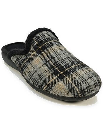 Ozabi pantoufles mules homme fabriquées en espagne, tige jacquard écossais