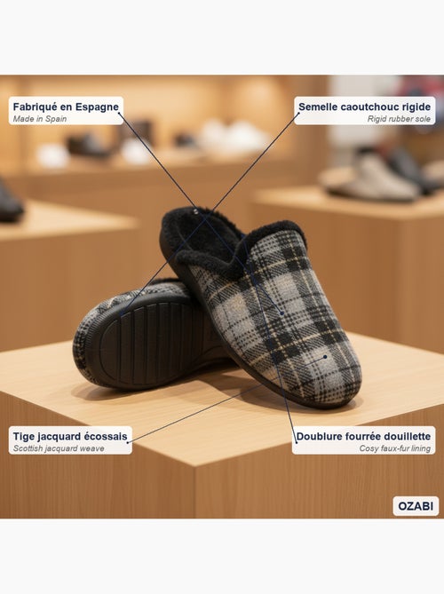 Ozabi pantoufles mules homme fabriquées en espagne, tige jacquard écossais - Kiabi Ozabi pantoufles mules homme fabriquées en espagne, tige jacquard écossais - Kiabi