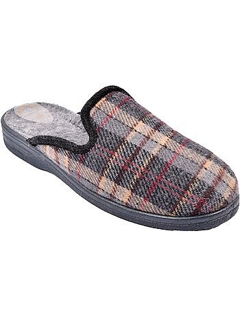 Ozabi pantoufles mules homme fabriquées en espagne, tige jacquard écossais