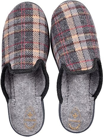 Ozabi pantoufles mules homme fabriquées en espagne, tige jacquard écossais