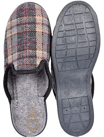Ozabi pantoufles mules homme fabriquées en espagne, tige jacquard écossais