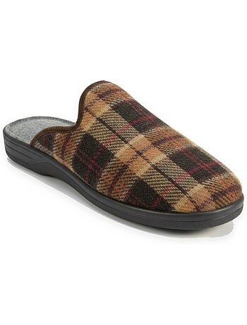 Ozabi pantoufles mules homme fabriquées en espagne, tige jacquard écossais