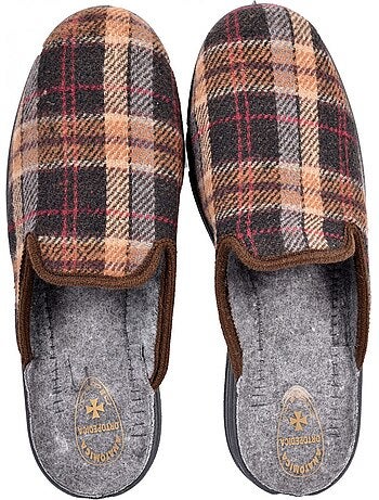 Ozabi pantoufles mules homme fabriquées en espagne, tige jacquard écossais