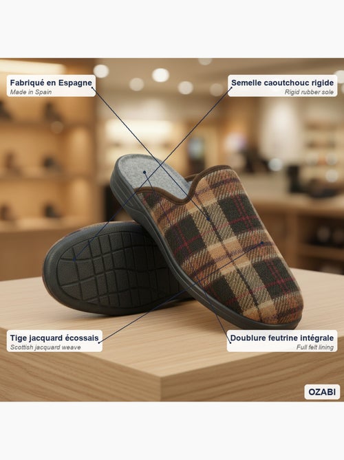 Ozabi pantoufles mules homme fabriquées en espagne, tige jacquard écossais - Kiabi Ozabi pantoufles mules homme fabriquées en espagne, tige jacquard écossais - Kiabi