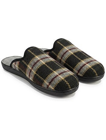 Ozabi pantoufles mules homme fabriquées en espagne, tige jacquard écossais
