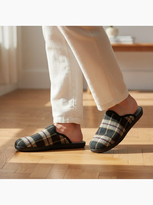 Ozabi pantoufles mules homme fabriquées en espagne, tige jacquard écossais - Kiabi