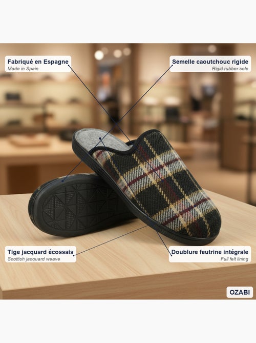 Ozabi pantoufles mules homme fabriquées en espagne, tige jacquard écossais - Kiabi