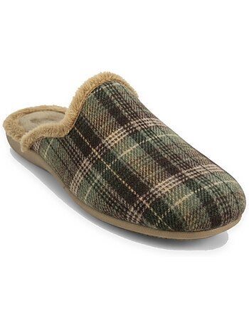 Ozabi pantoufles mules homme fabriquées en espagne, tige jacquard écossais