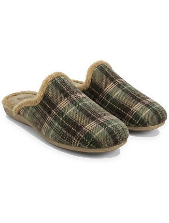 Ozabi pantoufles mules homme fabriquées en espagne, tige jacquard écossais