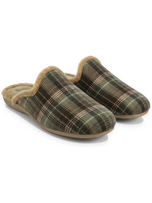 Ozabi pantoufles mules homme fabriquées en espagne, tige jacquard écossais - Kiabi