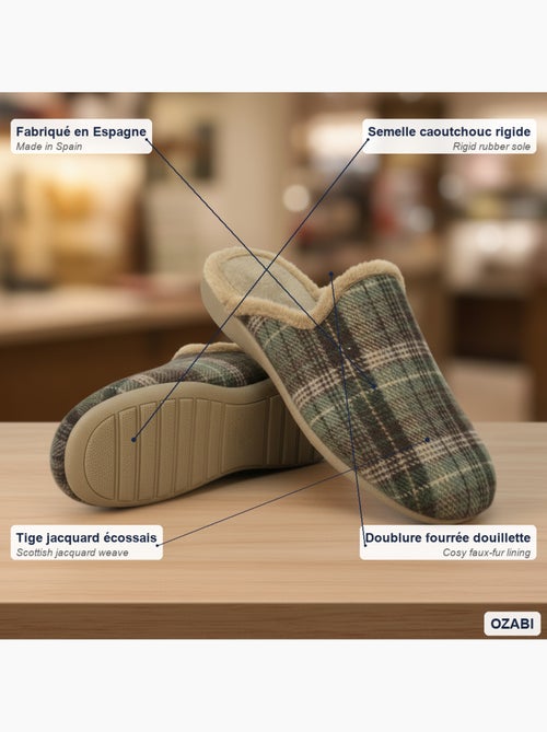 Ozabi pantoufles mules homme fabriquées en espagne, tige jacquard écossais - Kiabi