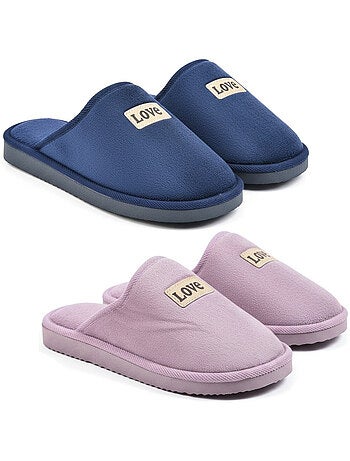 Ozabi pantoufles ouvertes femme, pack de 2 paires, plaquette love