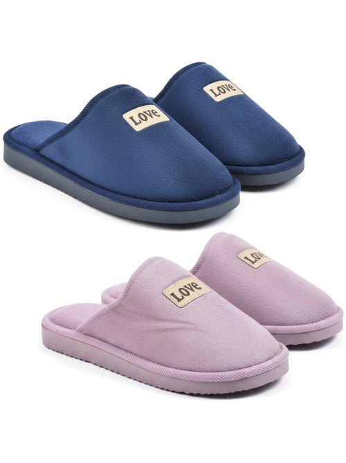 Ozabi pantoufles ouvertes femme, pack de 2 paires, plaquette love - Kiabi