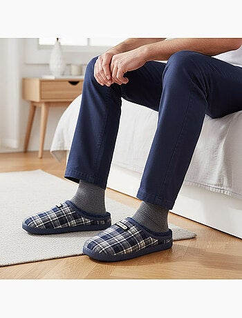 Ozabi pantoufles ouvertes homme, jacquard écossais, semelle antidérapante