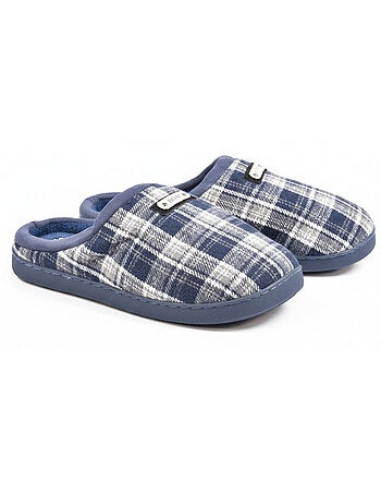 Ozabi pantoufles ouvertes homme, jacquard écossais, semelle antidérapante
