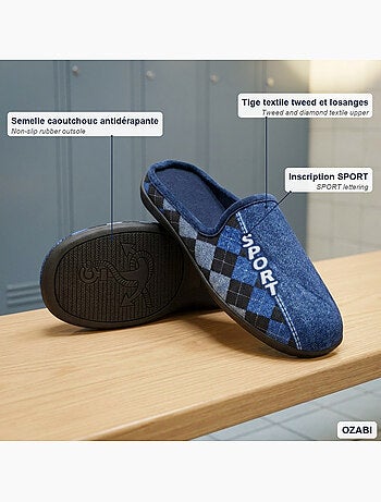 Ozabi pantoufles ouvertes homme, style sport fantaisie, semelle antidérapante